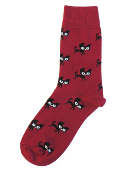 Носки с котами бордовые